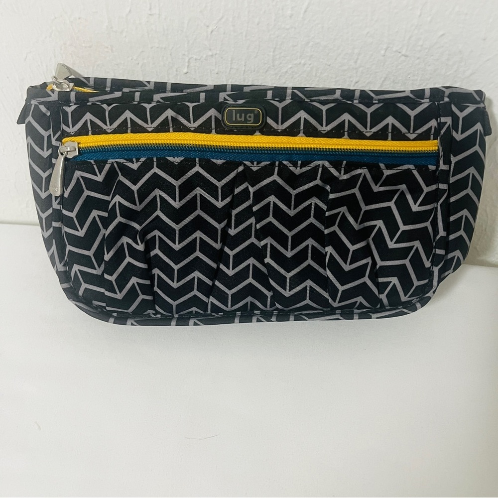 Lug Kids Organizer Pouch Black and Gray Geometric Chevron Pouch Yellow Zipper